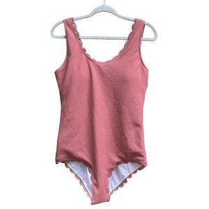 Geode One Piece Swimsuit Womens Size XXL NWT Pink Scalloped Removable Pads